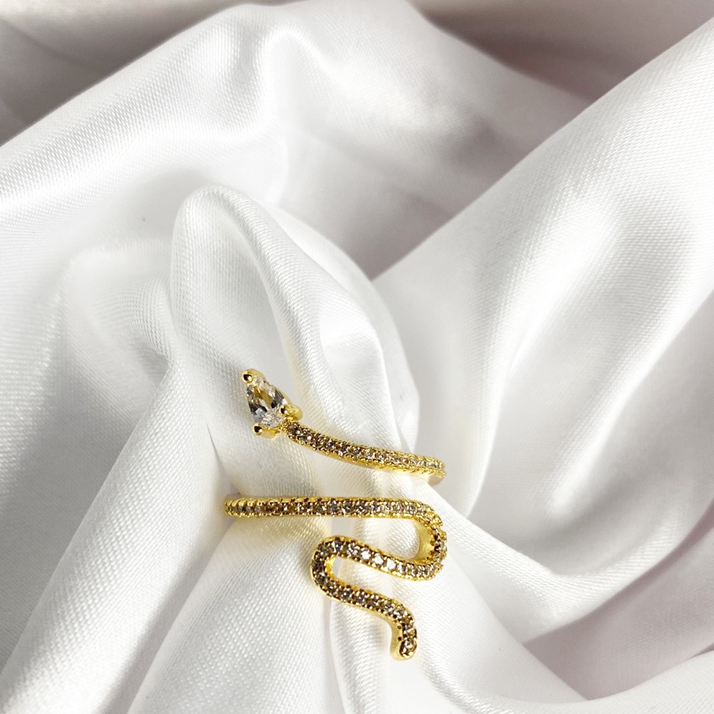 Snake Winding Ring 14kgold Plated Swarovski Crystal Accented 30$